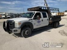 2013 Ford F550 4x4 Crew-Cab Flatbed Truck Runs & Moves