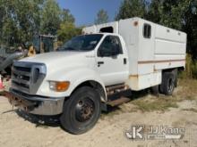 (Des Moines, IA) 2013 Ford F650 Chipper Dump Truck Not Running, Condition Unknown, Dash/Ignition Apa