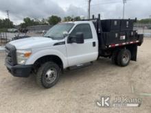(Okmulgee, OK) 2013 Ford F350 4x4 Flatbed Truck, Cooperative Owned Runs & Moves) (Check Engine Light