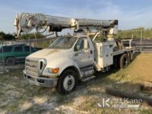 Altec DC47-TR, Digger Derrick rear mounted on 2013 Ford F750 Flatbed/Utility Truck Runs & Moves. Boo