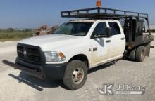 2012 Dodge 3500 4x4 Crew-Cab Flatbed/Utility Truck Runs, moves. (Check engine light on.)