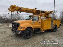 Lift-All LD-47-RT, Digger Derrick rear mounted on 2007 Ford F750 Utility Truck Runs & Moves, Major H