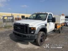 2010 Ford F450 Flatbed Truck Runs & Moves, Body & Rust Damage, Missing Fuel Cap