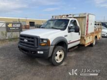 2005 Ford F550 Service Truck Runs & Moves, Body & Rust Damage, Smokes, Odometer Not Working, Not Sho