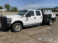 2012 Ford F350 4x4 Crew-Cab Flatbed Truck Runs, Moves, Check Engine Light On