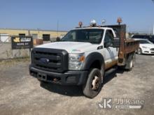 2013 Ford F550 4x4 Flatbed Truck Runs & Moves, Body & Rust Damage, Brake Hanging Up, Rear End Issues