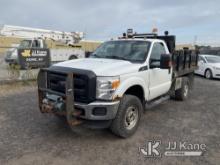 2014 Ford F350 4x4 Flatbed Truck Runs & Moves, Body & Rust Damage, Winch Remote In Office