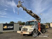 Altec DM45-TR, Digger Derrick rear mounted on 2006 Freightliner M2 106 4x4 Flatbed/Utility Truck Run