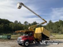 Terex/HiRanger XT60, Over-Center Bucket Truck mounted behind cab on 2014 International 4300 Chipper 