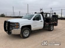 (Tahoka, TX) 2018 Chevrolet Silverado 3500HD 4x4 Flatbed Truck, Cooperative owned Runs & Moves) (Hai