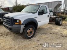 (South Beloit, IL) 2006 Ford F550 Cab & Chassis Not Running, Condition Unknown, Rear Window Missing,