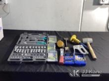 Box of assorted tools. Socket set Used