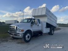 2012 Ford F750 Extended-Cab Chipper Dump Truck Runs, Moves & Dump Body Operates)(Body Damage, Tailga
