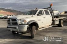 2015 RAM 5500 4x4 Crew-Cab Flatbed Truck Not Running, Condition Unknown) (R Rear Wheel Removed