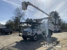 Altec LRV-56, Over-Center Bucket Truck mounted behind cab on 2008 Ford F750 Chipper Dump Truck Runs,