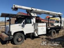 Altec LRV55, Over-Center Bucket Truck mounted behind cab on 2006 GMC C7500 Flatbed Truck Not Running
