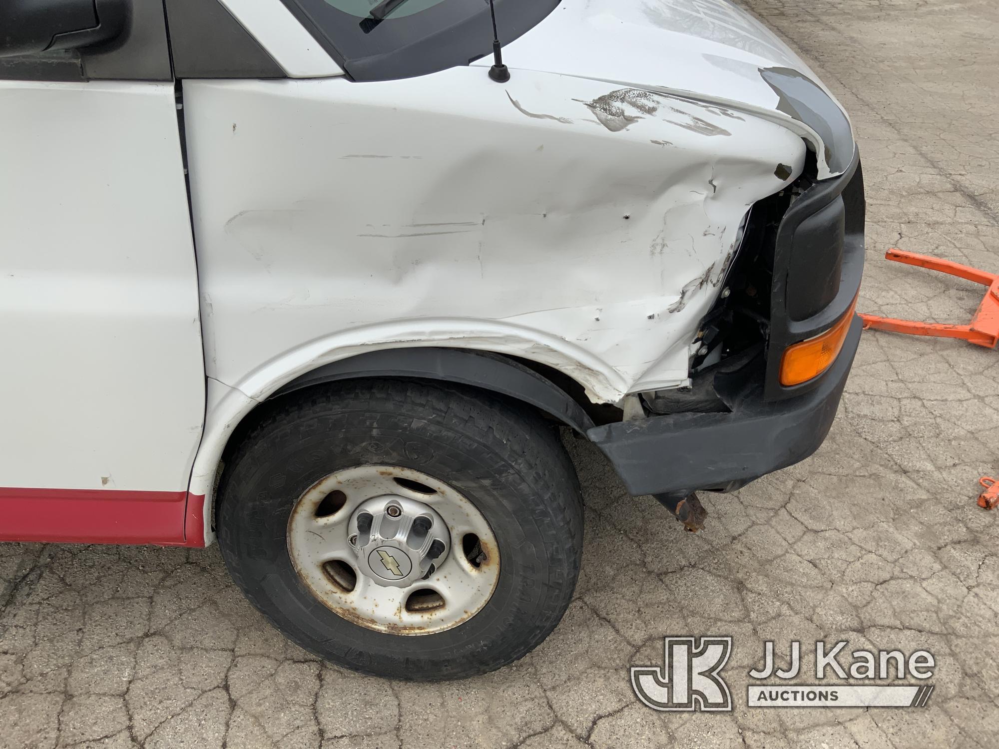 (South Beloit, IL) 2010 Chevrolet Express G2500 Cargo Van Wrecked-Front End Damaged-Right Wheel Not