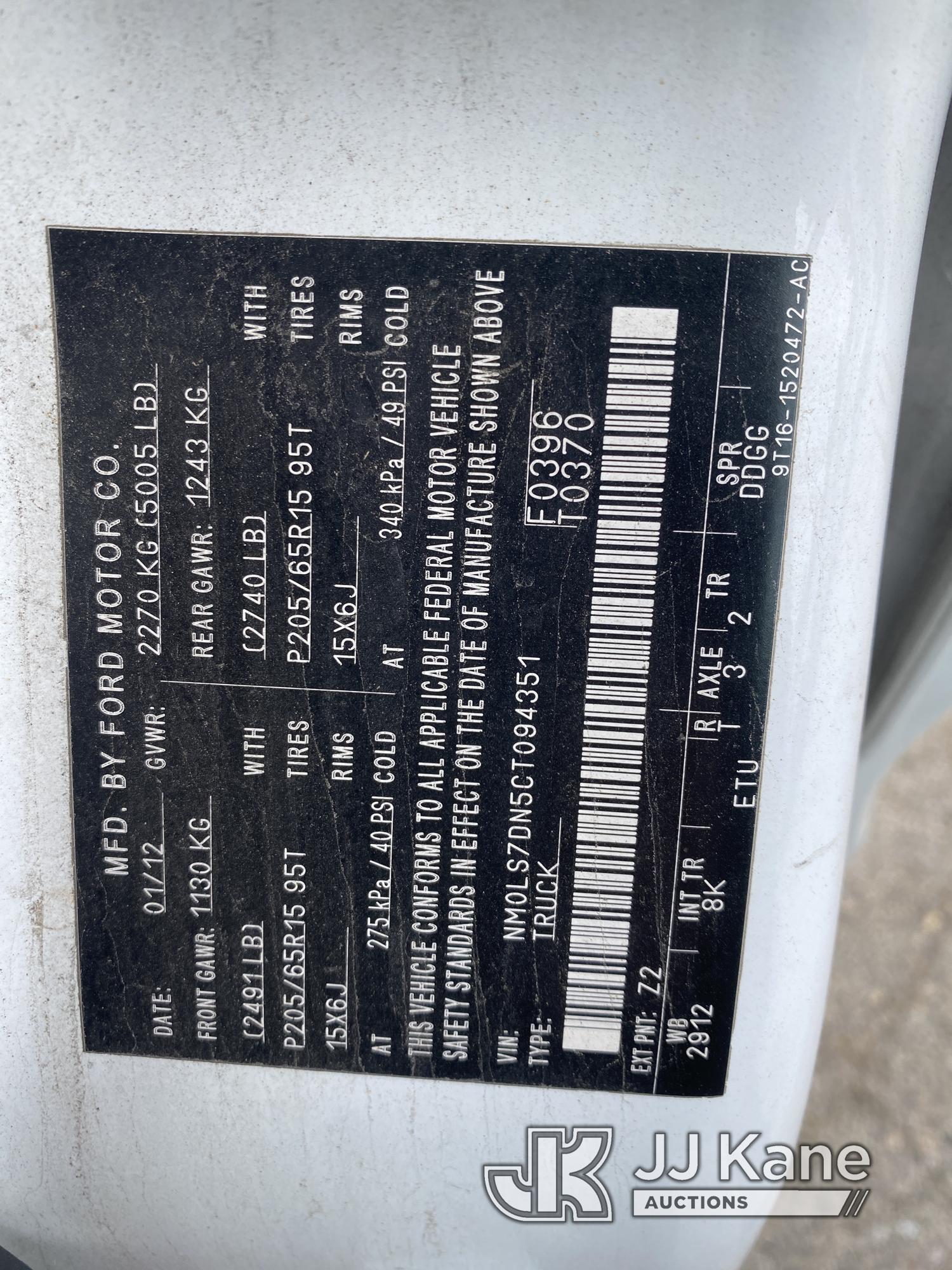 (South Beloit, IL) 2012 Ford Transit Connect Mini Cargo Van Not Running, No Crank, Condition Unknown
