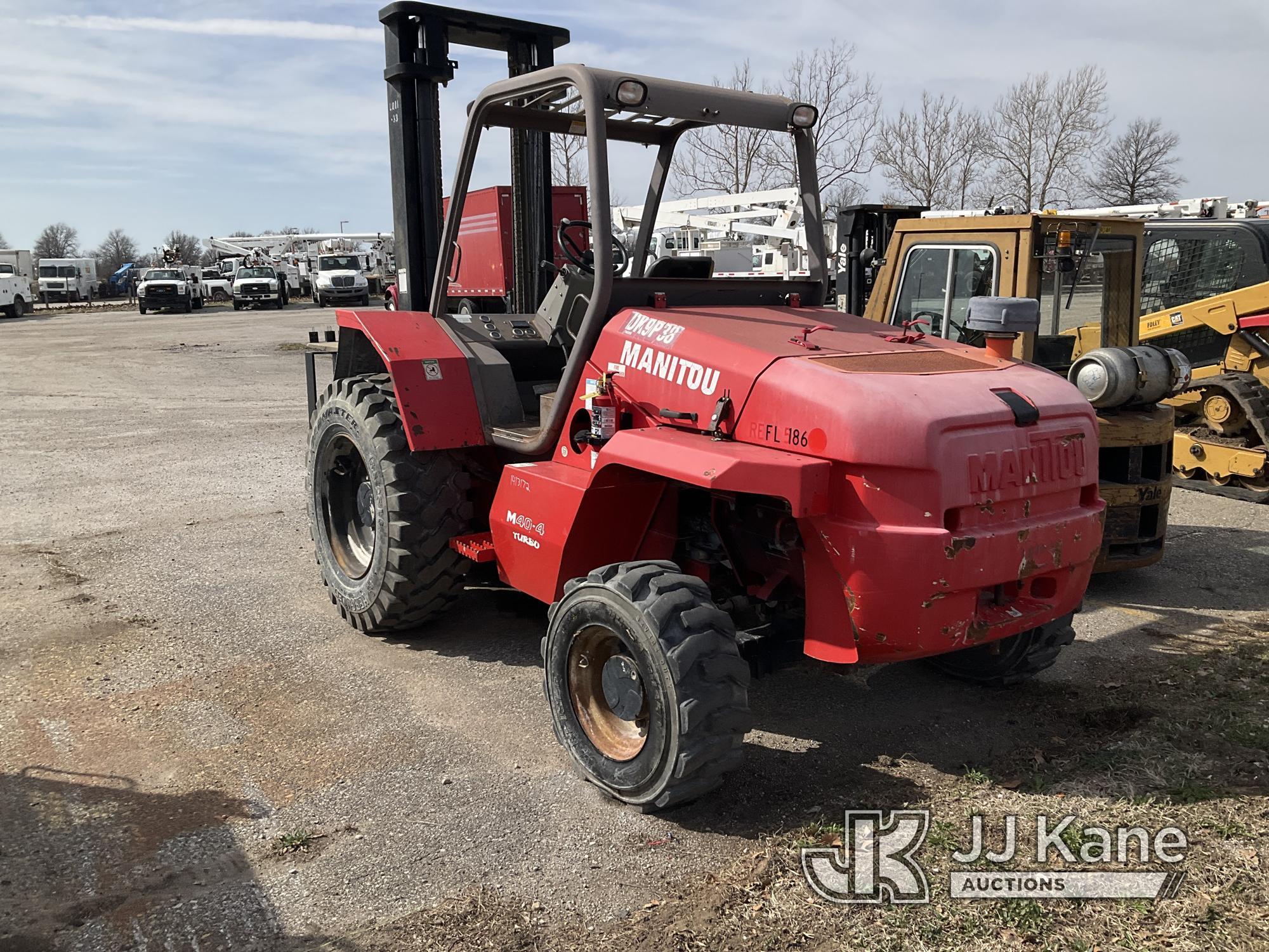 (Kansas City, MO) 2011 Manitou M40-4T Rough Terrain Forklift Runs, Moves, & Operates) (No Power Stee