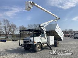 (Hawk Point, MO) HiRanger/Terex XT55, Over Center Bucket Truck mounted behind cab on 2012 Ford F750