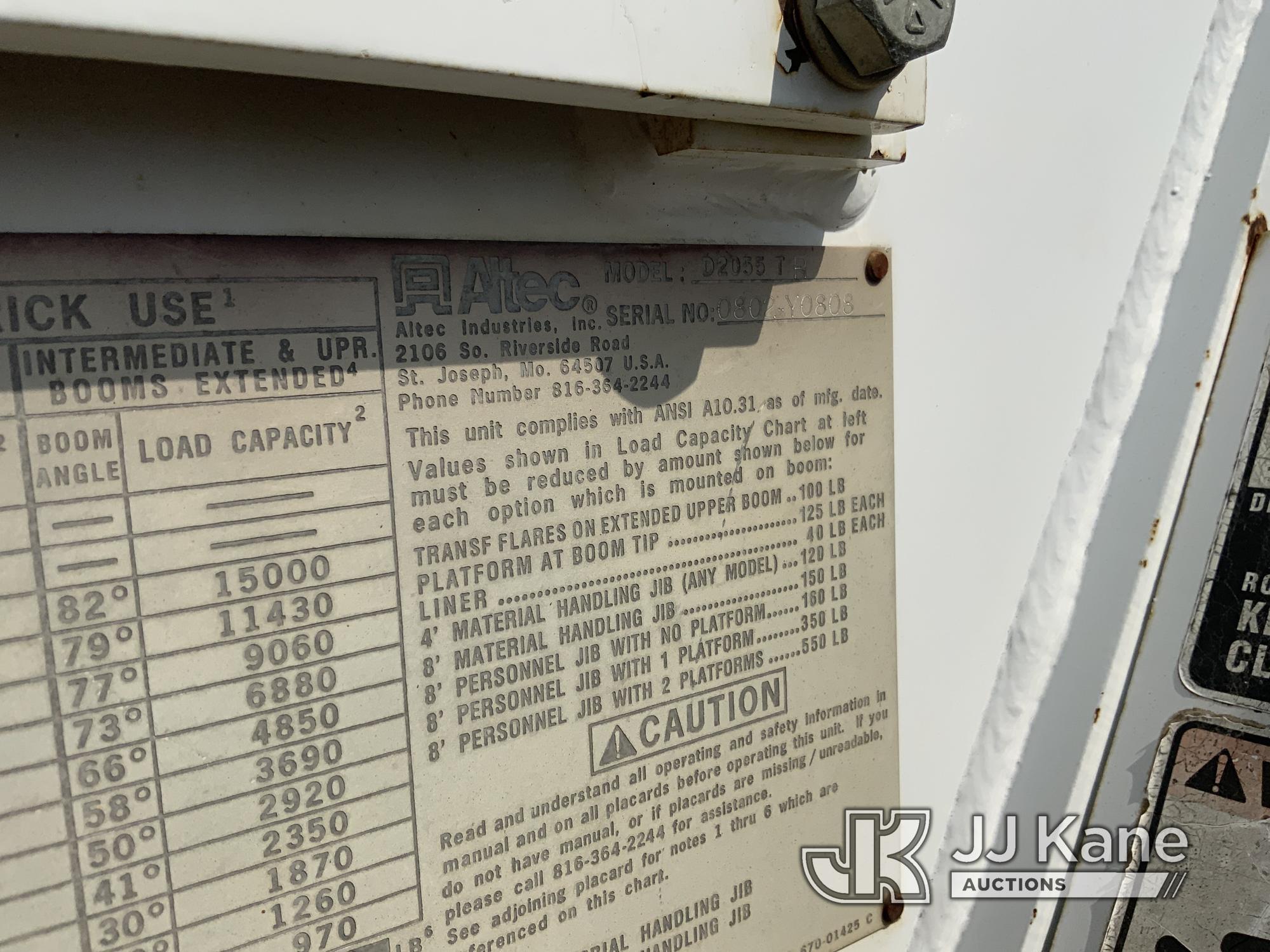 (Sallisaw, OK) Altec D2055-TR, Digger Derrick rear mounted on 2003 International 4400 T/A Flatbed/Ut