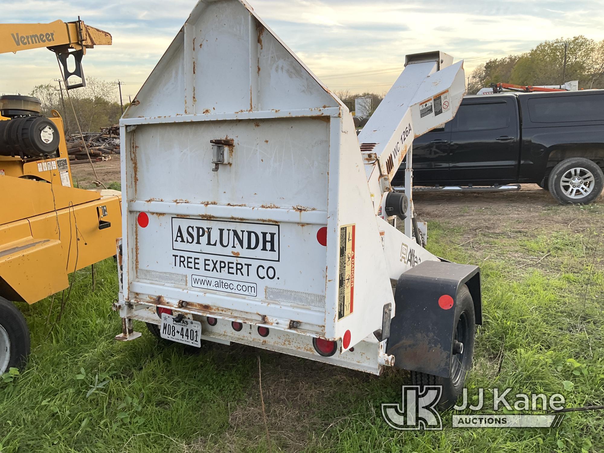 (San Antonio, TX) 2015 Altec WC126A Chipper (12in Drum), trailer mtd No Title) (Not Running, Conditi