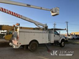 (San Antonio, TX) HiRanger 5FC-55, Bucket mounted behind cab on 2003 Ford F750 Utility Truck Runs, U