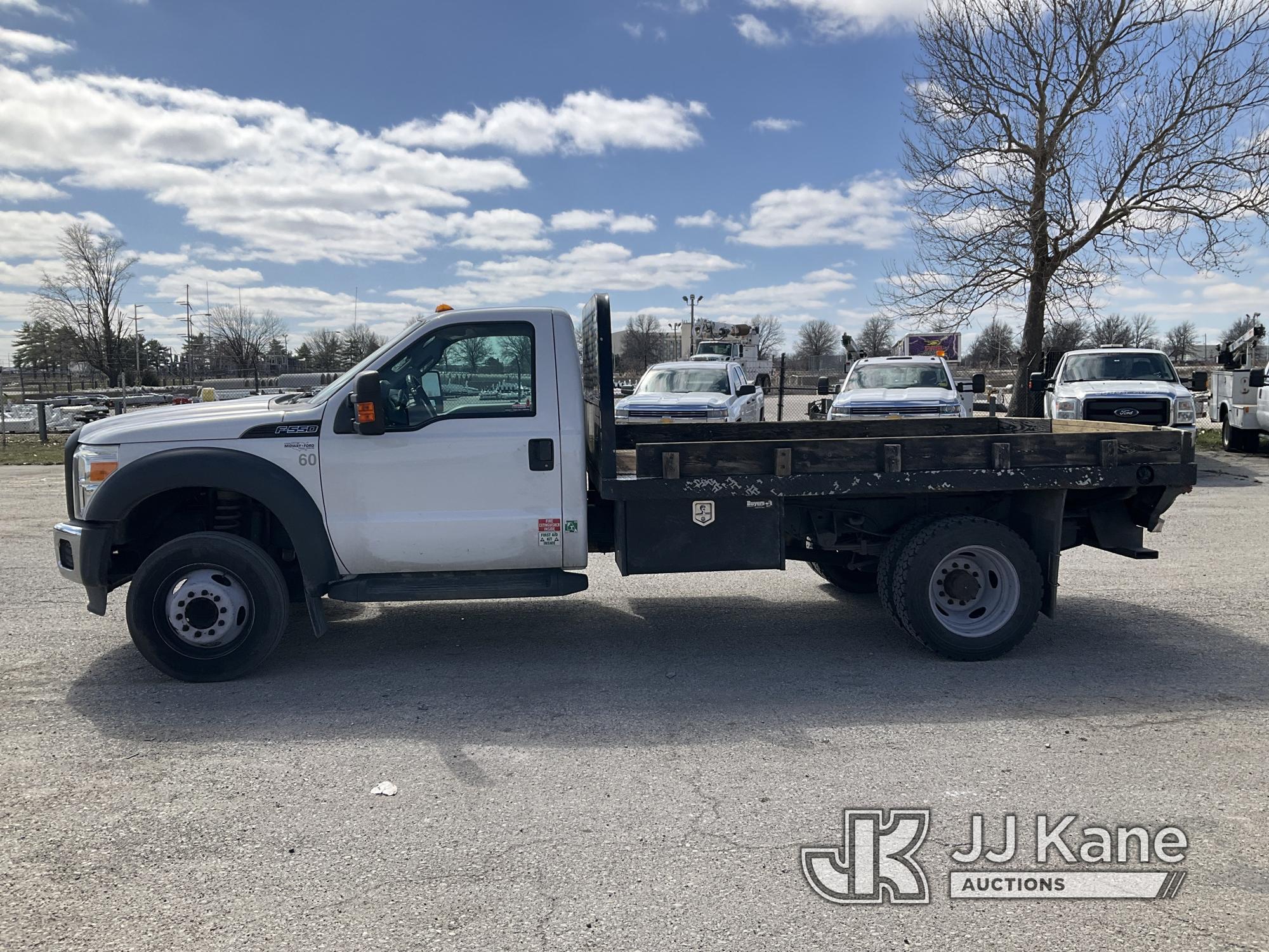 (Kansas City, MO) 2015 Ford F550 Flatbed Truck Runs & Moves) (Has Exhaust Leak