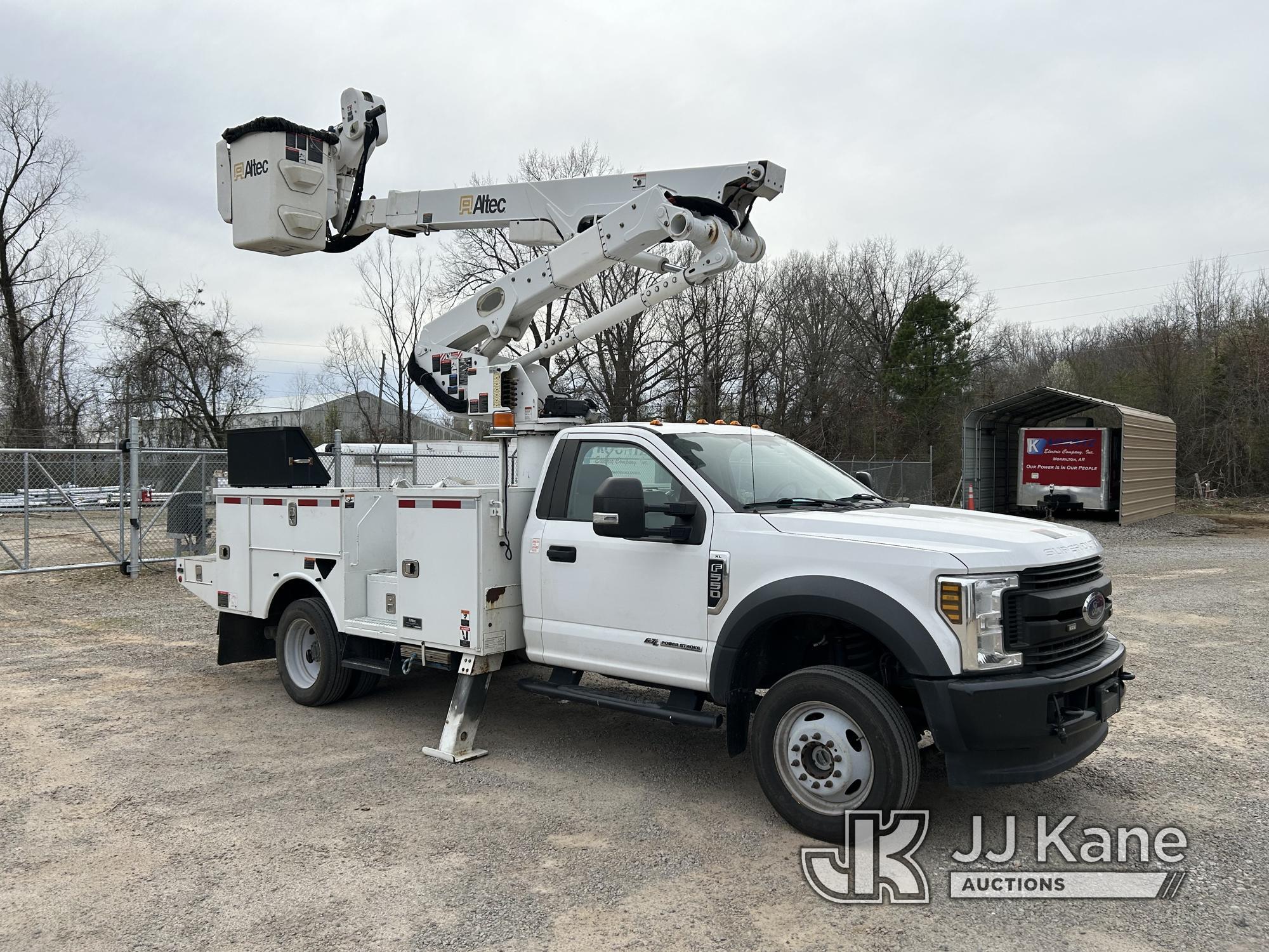 (Conway, AR) Altec AT41M, Articulating & Telescopic Material Handling Bucket Truck mounted behind ca