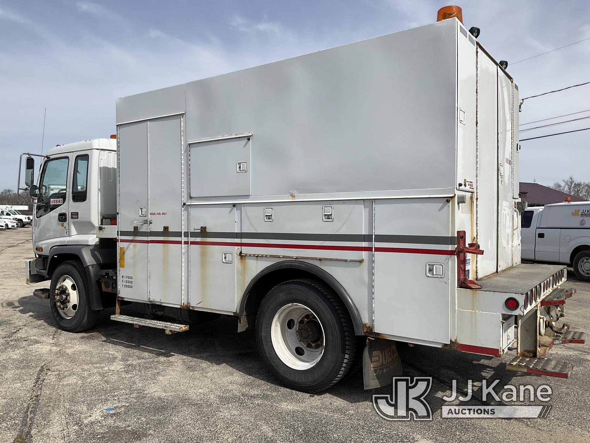 (South Beloit, IL) 2008 GMC T7500 Utility Truck Runs & Moves, Generator Operates, Under Deck Air Com