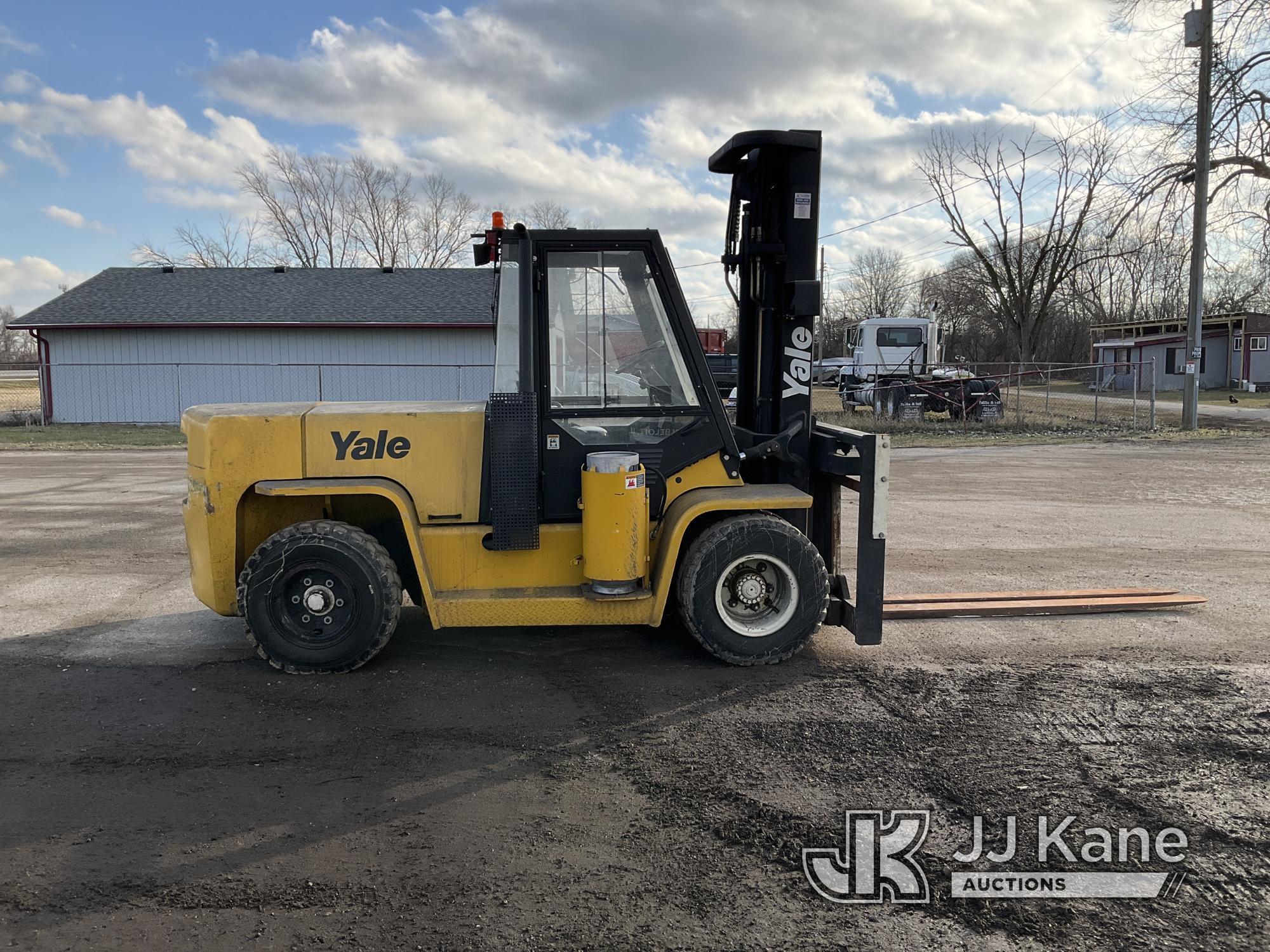 (South Beloit, IL) 2005 Yale GLP155 Solid Tired Forklift Runs, Moves, Operates) (Left Door Does Not