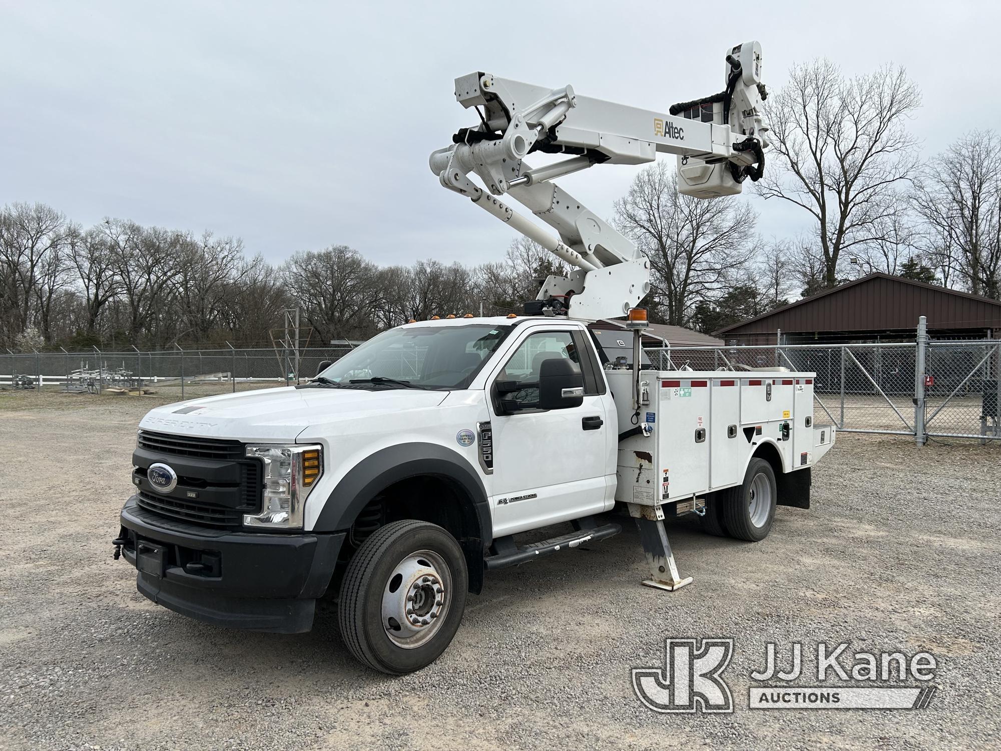 (Conway, AR) Altec AT41M, Articulating & Telescopic Material Handling Bucket Truck mounted behind ca