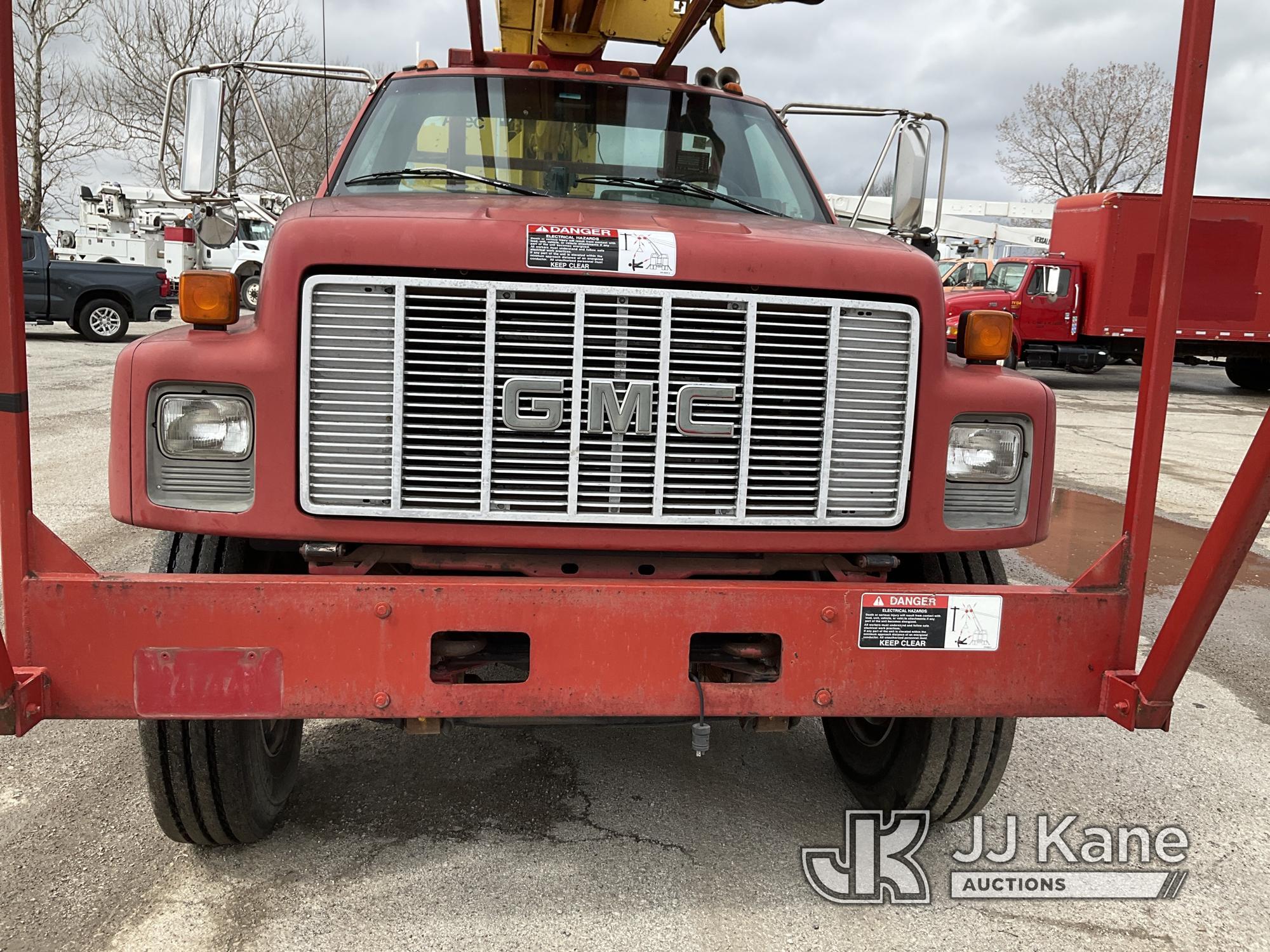 (Kansas City, MO) Altec D945TR, Digger Derrick rear mounted on 1997 GMC C7500 Utility Truck Runs & M