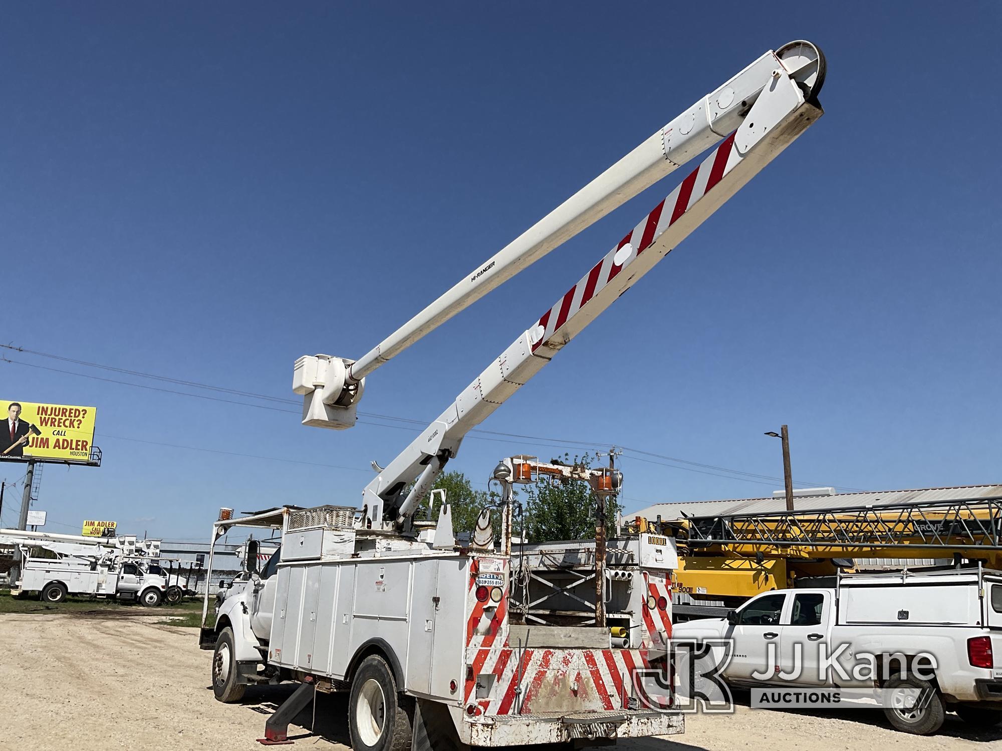 (San Antonio, TX) Terex/Telelect HiRanger 5FC-55, Bucket Truck mounted behind cab on 2002 Ford F750