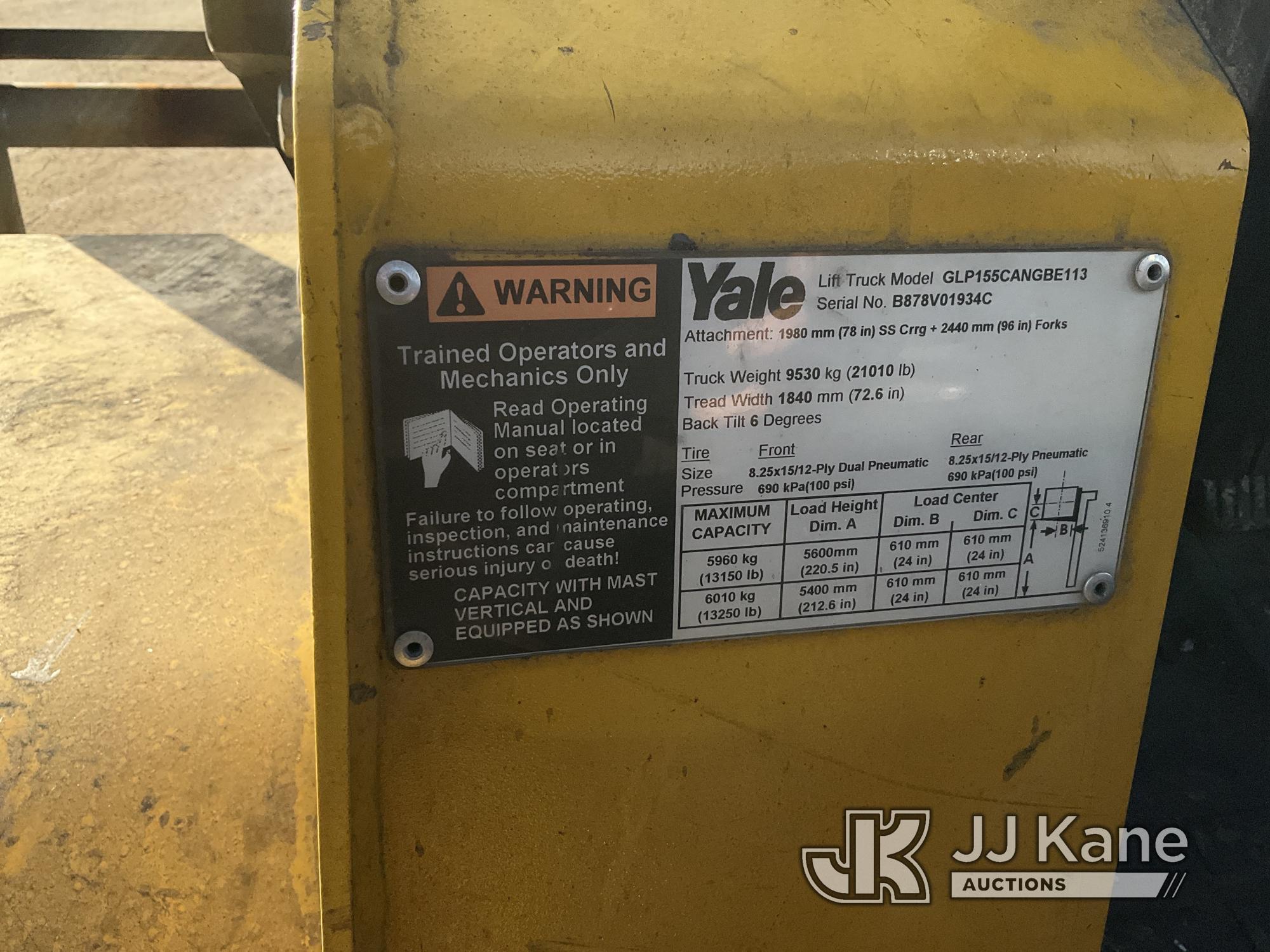 (South Beloit, IL) 2005 Yale GLP155 Solid Tired Forklift Runs, Moves, Operates) (Left Door Does Not