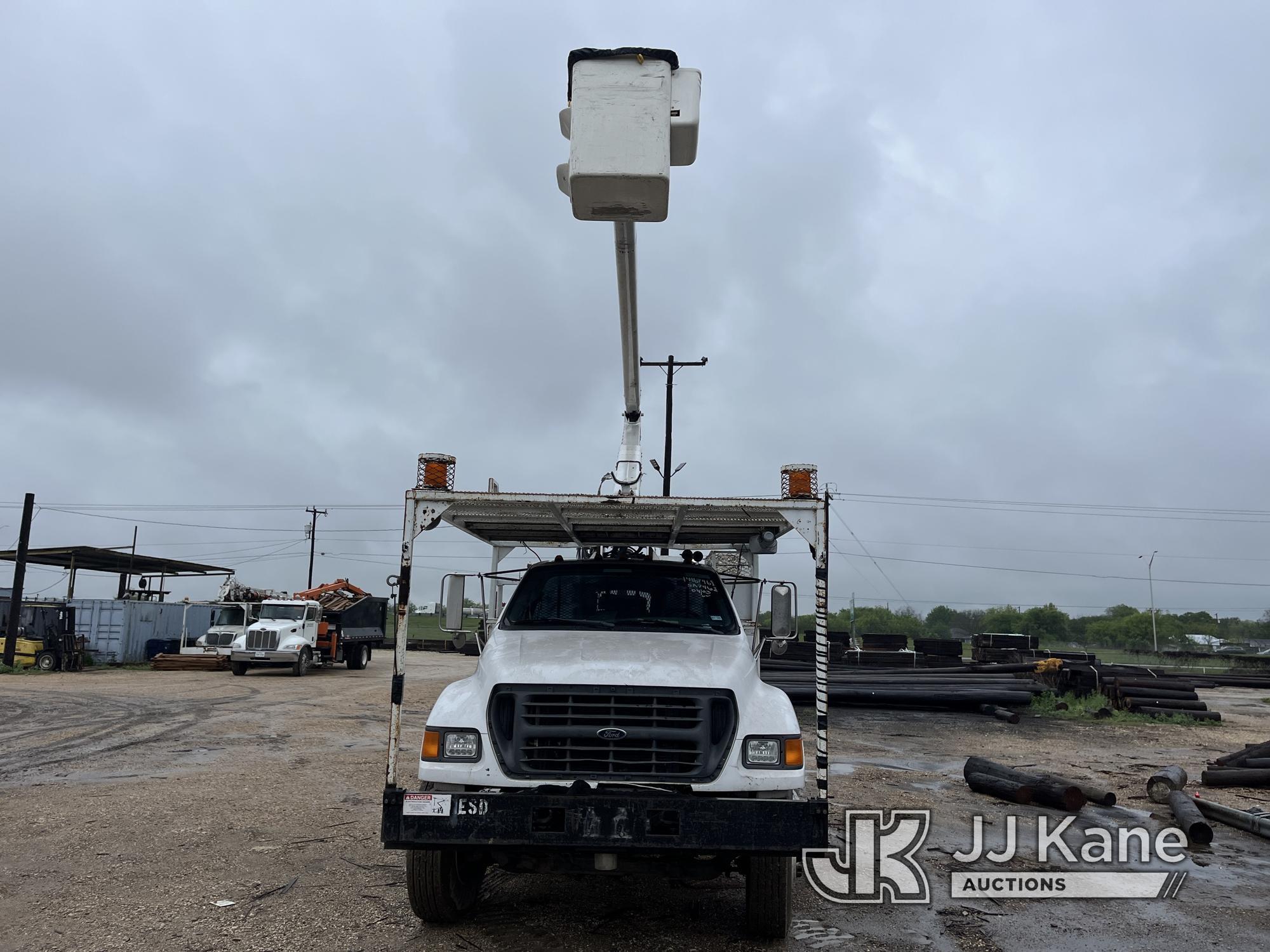 (San Antonio, TX) Terex/Telelect HiRanger 5FC-55, Bucket Truck mounted behind cab on 2003 Ford F750