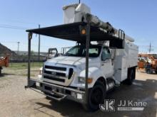 Altec LR756, Over-Center Bucket Truck mounted behind cab on 2013 Ford F750 Chipper Dump Truck Not Ru