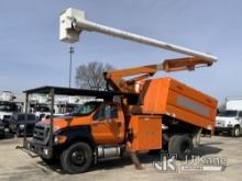 Altec LR756, Over-Center Bucket Truck mounted behind cab on 2013 Ford F750 Chipper Dump Truck Runs, 