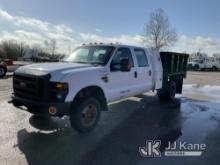 2008 Ford F350 4x4 Crew-Cab Dump Flatbed Truck Runs & Moves) (Jump to Start, Check Engine, Airbag & 