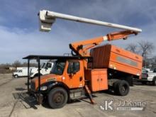 Altec LRV55, Over-Center Bucket Truck mounted behind cab on 2011 Freightliner M2106 Chipper Dump Tru