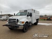 2015 Ford F750 Chipper Dump Truck Runs & Moves) (Check Engine Light On, Body Damage) (Seller States: