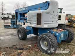 (Kansas City, MO) 2008 Genie Z60/34 Self-Propelled Manlift Runs Rough, Hard To Start, Moves & Operat