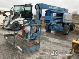 (Kansas City, MO) 2008 Genie Z60/34 Self-Propelled Manlift Runs Rough, Hard To Start, Moves & Operat