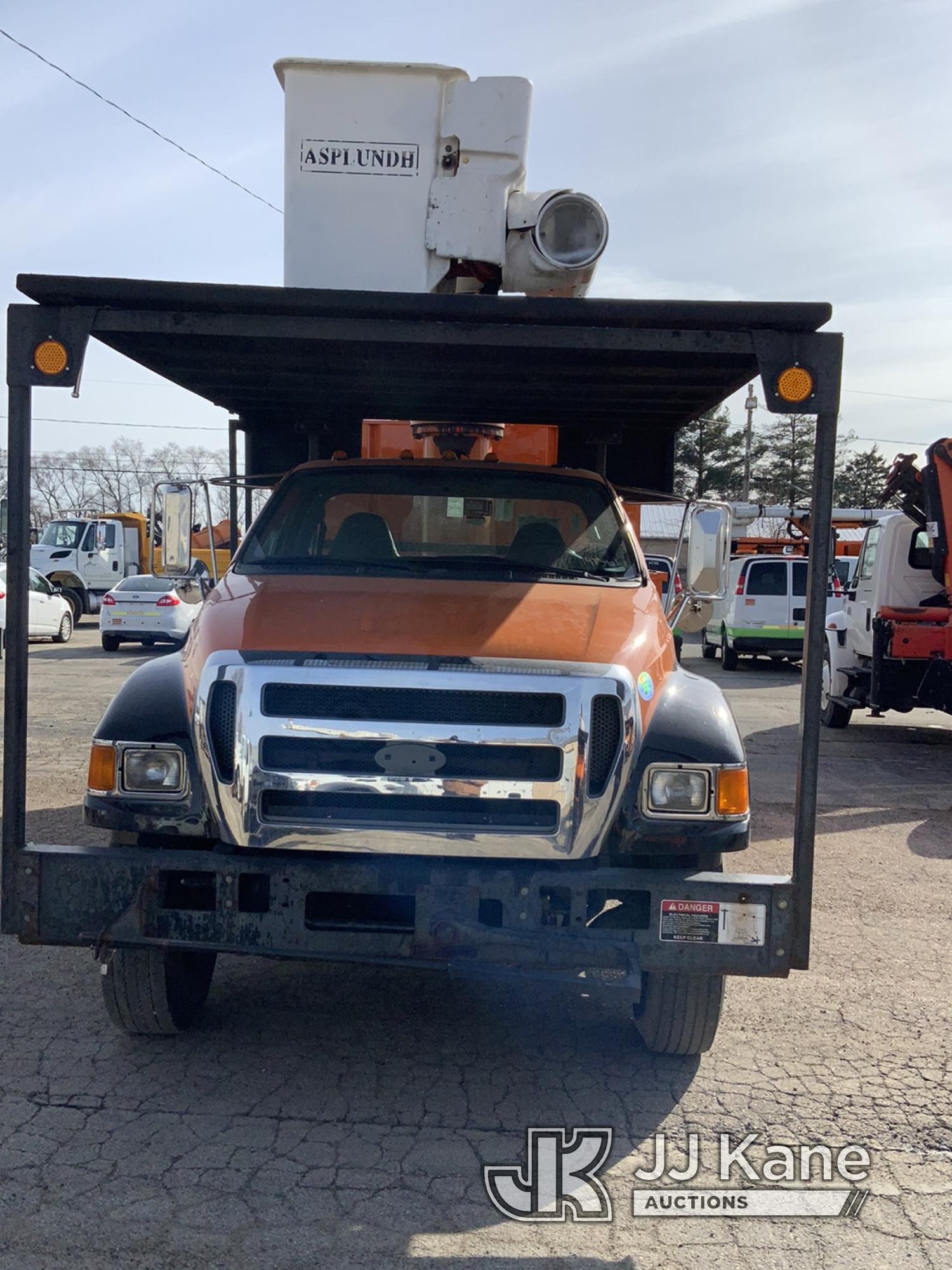 (South Beloit, IL) Altec LR756, Over-Center Bucket Truck mounted behind cab on 2013 Ford F750 Chippe