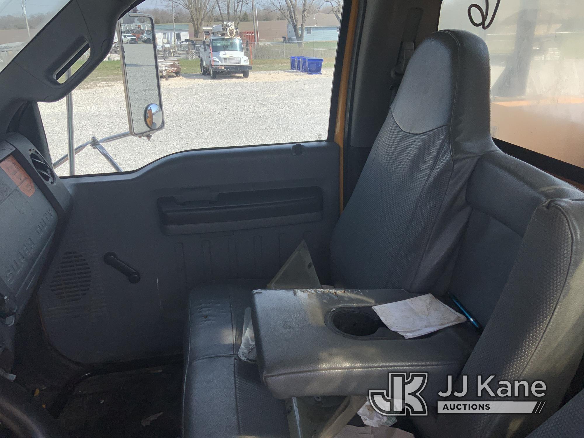 (Hawk Point, MO) HiRanger/Terex XT55, Over-Center Bucket Truck mounted behind cab on 2013 Ford F750