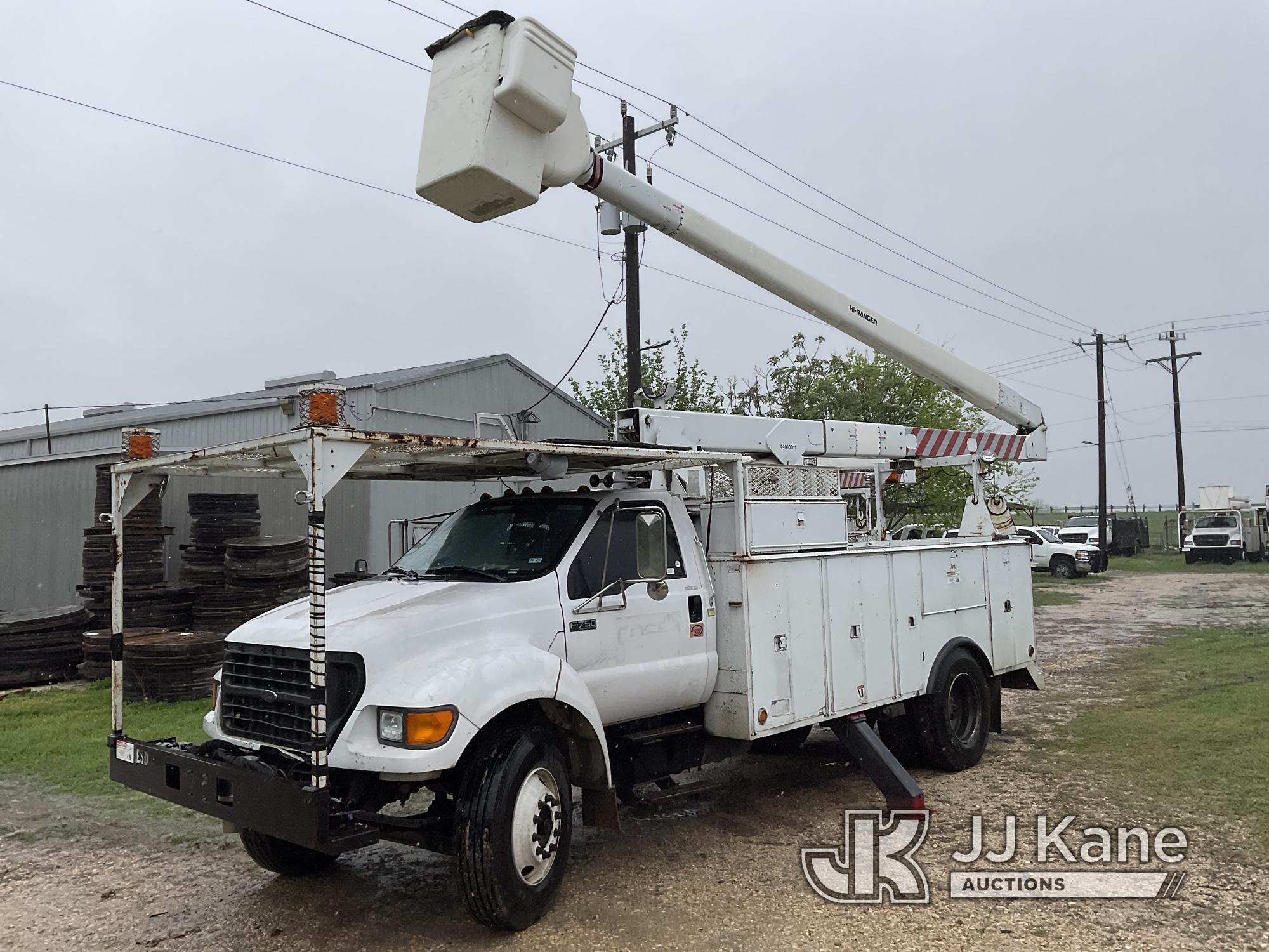 (San Antonio, TX) Terex/Telelect HiRanger 5FC-55, Bucket Truck mounted behind cab on 2003 Ford F750