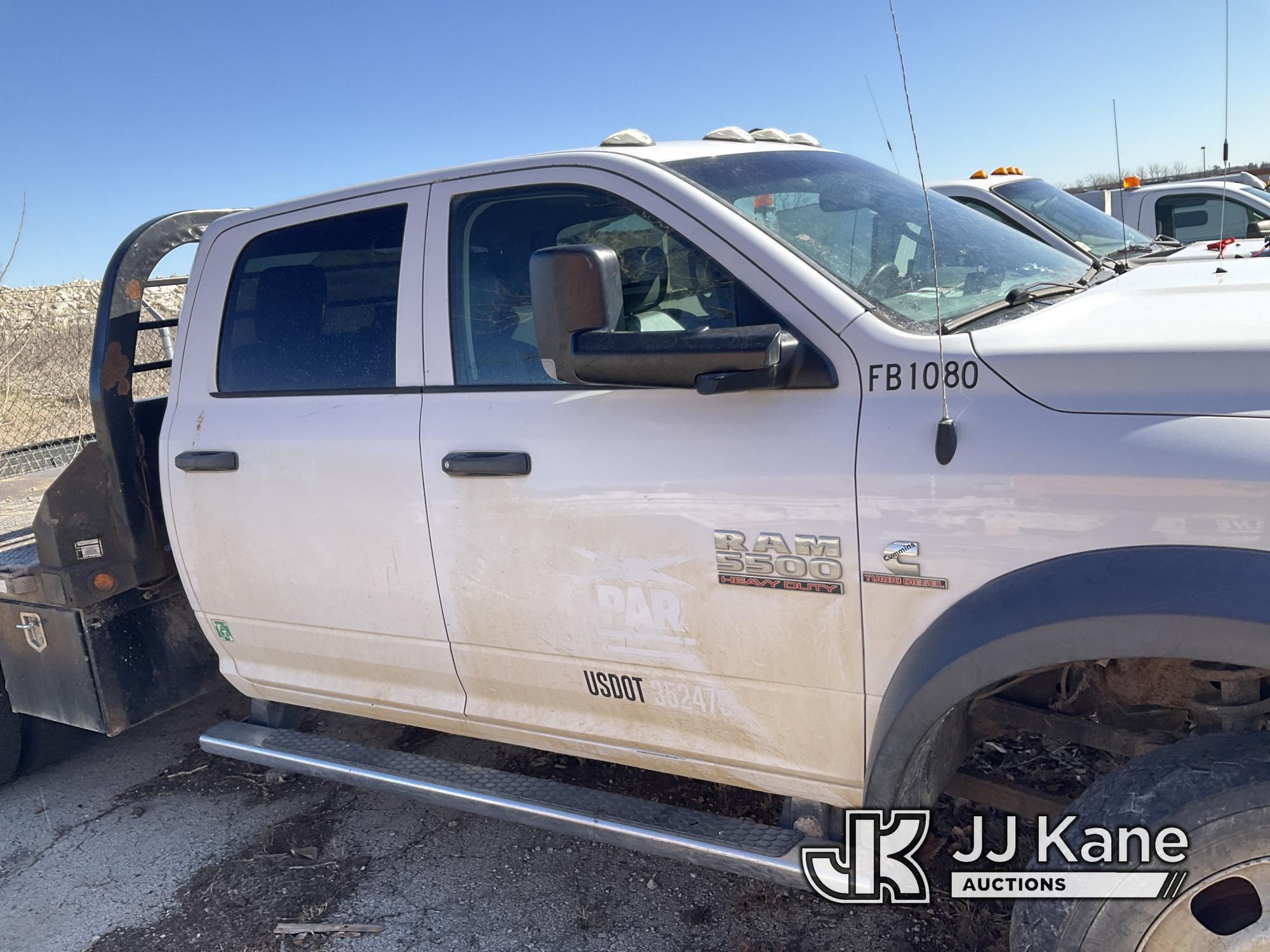 (Kansas City, MO) 2017 RAM 5500 4x4 Flatbed Truck Starts W/ Jump, Will Not Stay Running, Wrecked In