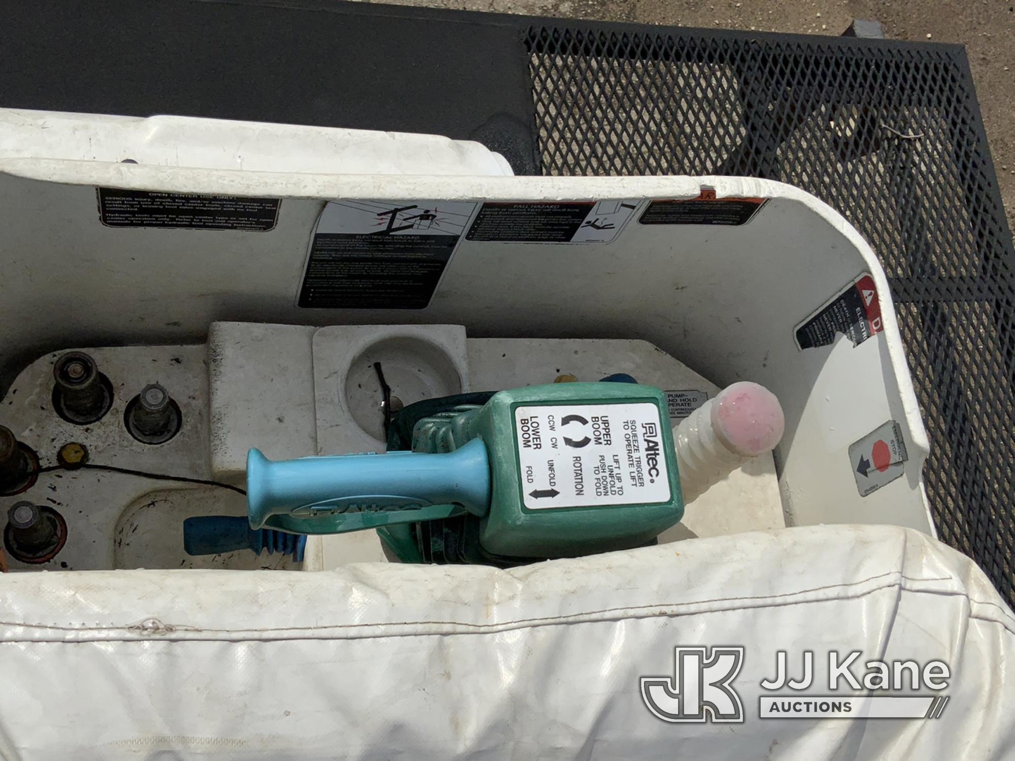 (Neenah, WI) Altec LR756, Over-Center Bucket Truck mounted behind cab on 2013 Ford F750 Chipper Dump