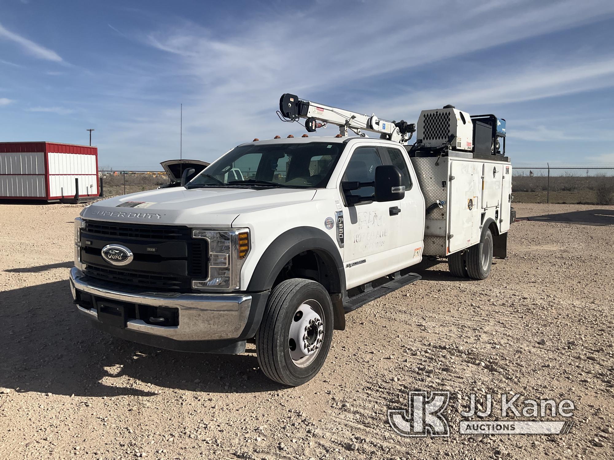 (Odessa, TX) 2019 Ford F550 Extended-Cab Mechanics Service Truck Runs & Moves) (Crane Condition Unkn