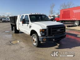 (Kansas City, MO) 2008 Ford F350 4x4 Crew-Cab Dump Flatbed Truck Runs & Moves) (Jump to Start, Check